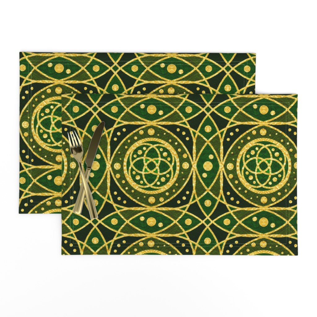 Gold Foil Celtic Rings Interlocking Irish Dotted Tile