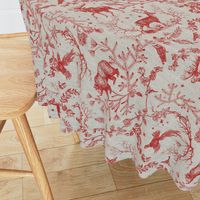 Winter Woodland Toile (cranberry/burlap) LRG rotated 