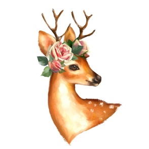 Deer with rose flowers 