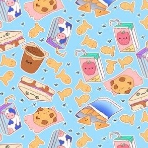 Kawaii Donut and Ice Cream Snack Cotton Fabric By The Yard With Spoonflower Kawaii Snacks Fabric Kawaii Snacks By Tictactogs