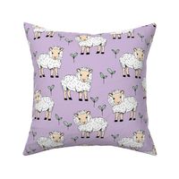 Little sheep in the fields farm animals sweet dreams good night lavender lilac mint