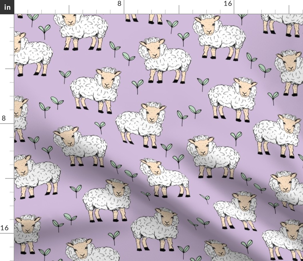 Little sheep in the fields farm animals sweet dreams good night lavender lilac mint