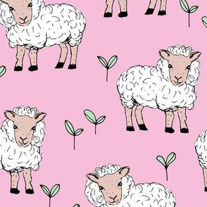 Little sheep in the fields farm animals sweet dreams good night pink mint girls