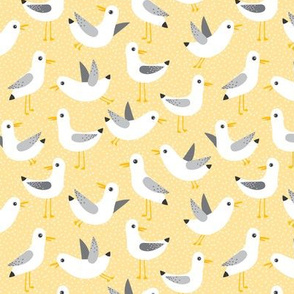 seagulls on yellow - small