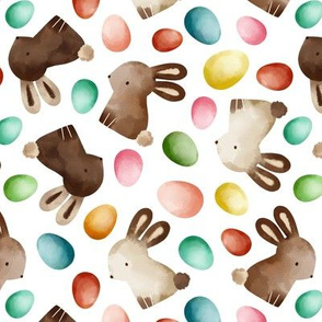 Watercolor Chocolate Rabbit Candy / White Background 