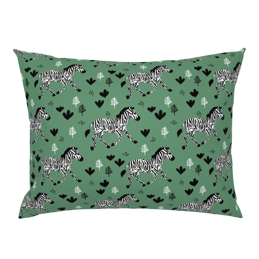 Zebra magic forest Scandinavian style kids animal design sage green 