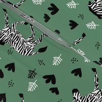 Zebra magic forest Scandinavian style kids animal design sage green 
