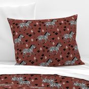 Zebra magic forest Scandinavian style kids animal design stone red maroon