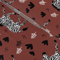 Zebra magic forest Scandinavian style kids animal design stone red maroon