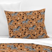 Zebra magic forest Scandinavian style kids animal design caramel brown neutral 