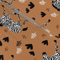 Zebra magic forest Scandinavian style kids animal design caramel brown neutral 