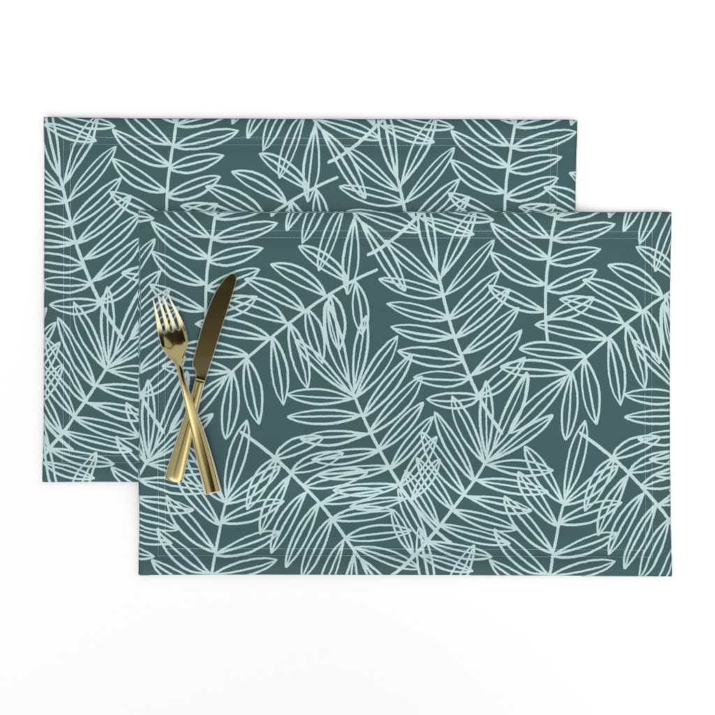 Palm Frond Botanical in Pine and Mint - Large