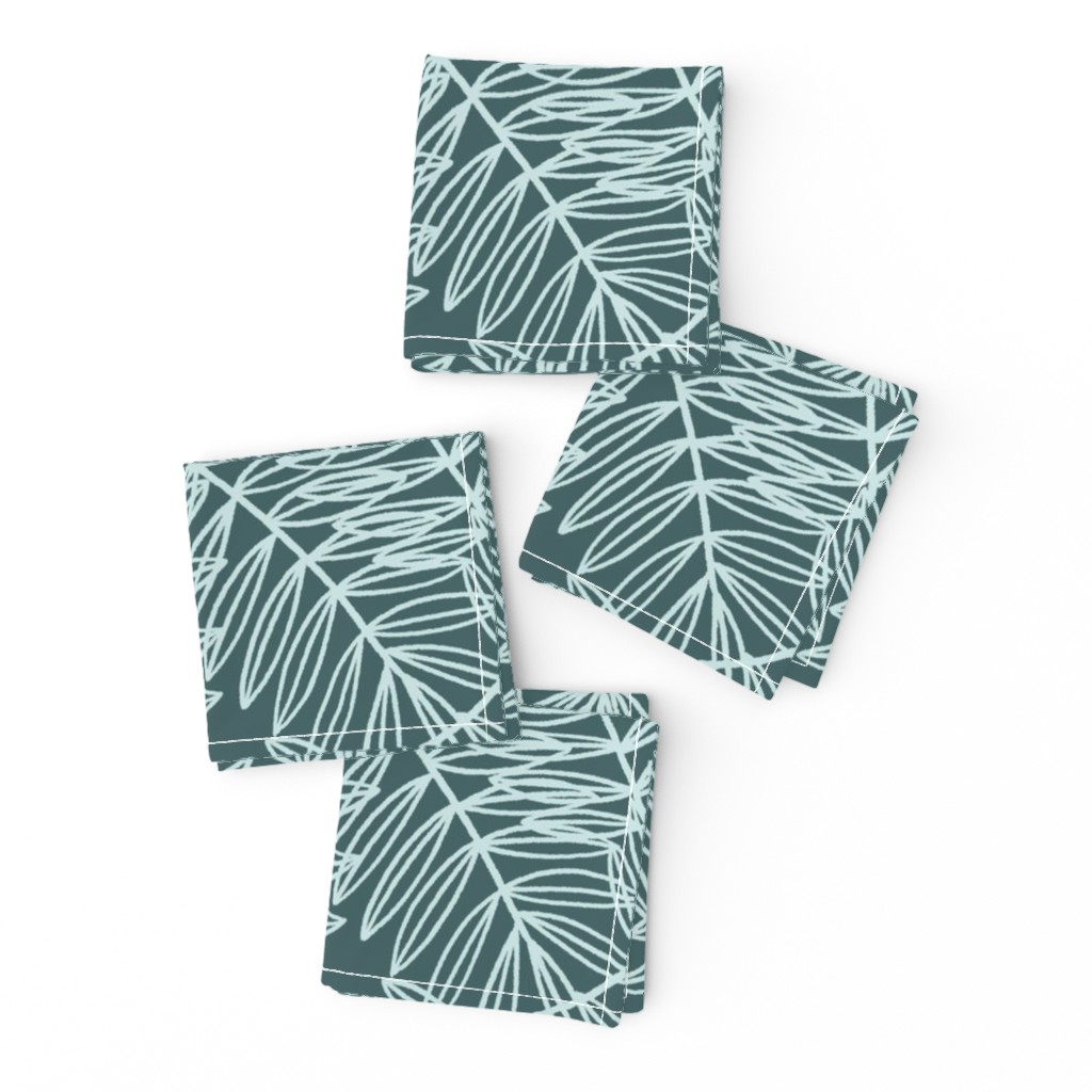 Palm Frond Botanical in Pine and Mint - Large