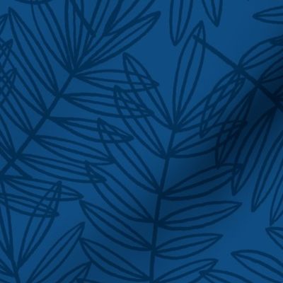 Tropical Palm Fronds in Navy and Classic Blue
