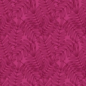 Tropical Palm Fronds in Pink and Burgundy - Small
