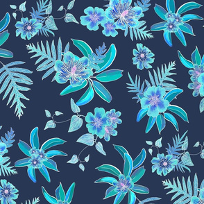 Aloha Batik II Turquoise on Indigo 300