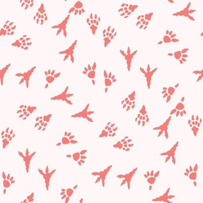 dinosaur paws fabric - footprint fabric, t rex fabric, girls dinosaur fabric, dinosaur design, girly dinosaur - pink