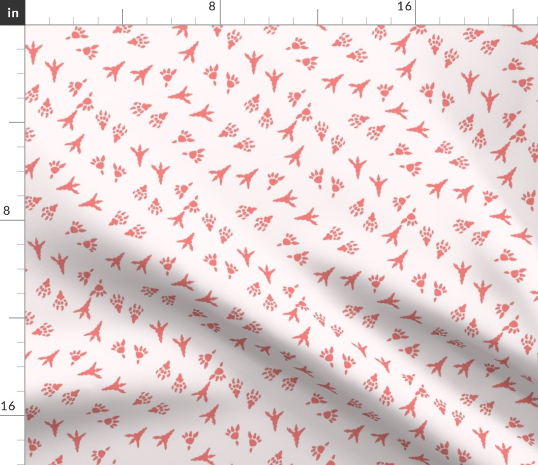 dinosaur paws fabric - footprint fabric, t rex fabric, girls dinosaur fabric, dinosaur design, girly dinosaur - pink