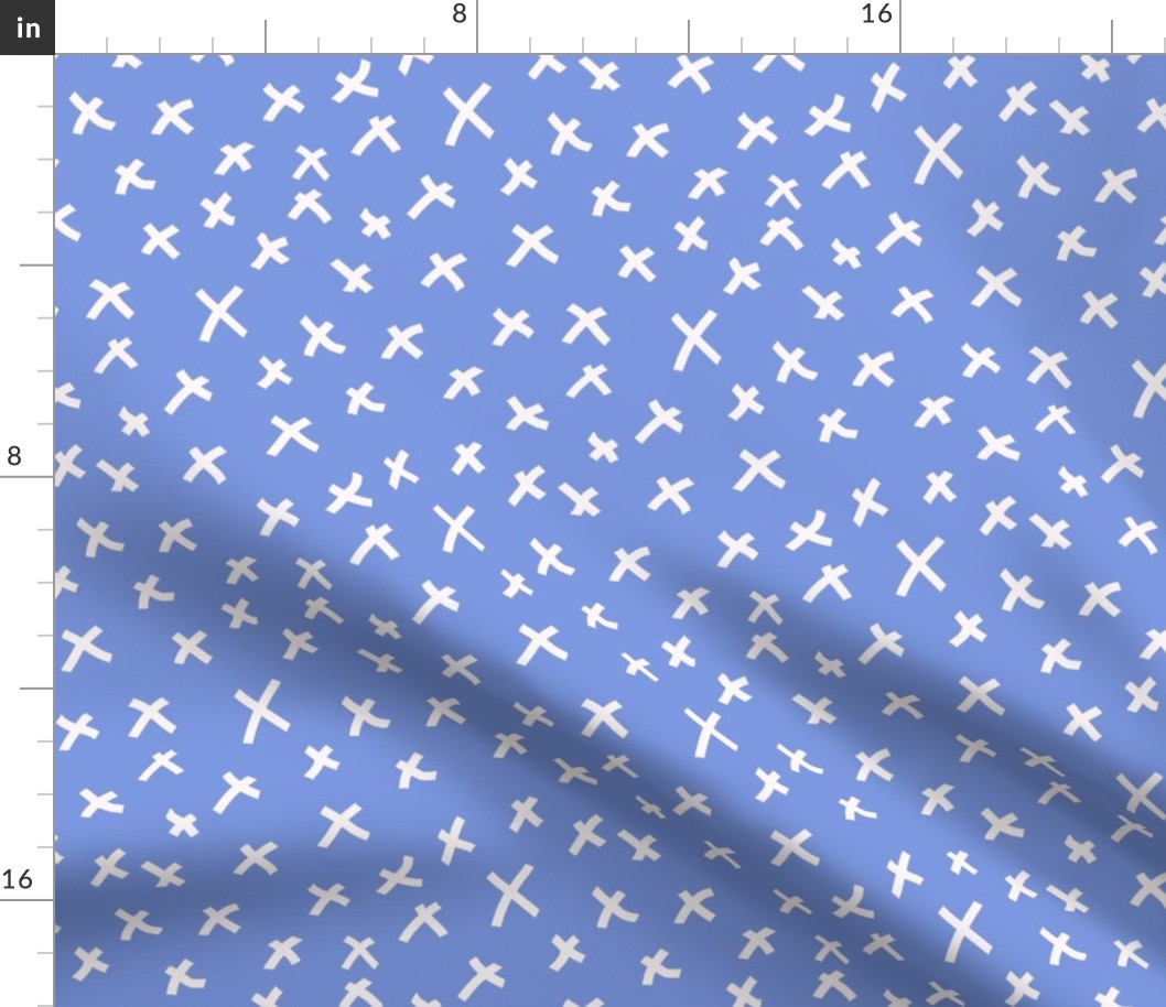 x fabric - cross fabric, brights fabric, coordinate fabric - cornflower
