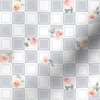 Floral Check - Silver