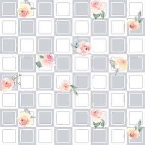 Floral Check - Silver