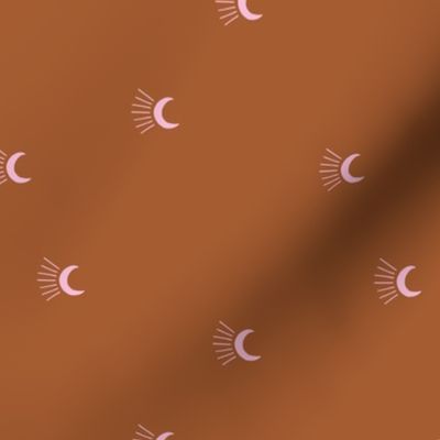 Moon light lunar magic universe minimalist abstract night nursery dreams rust copper pink girls