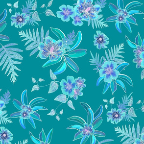 Aloha Batik II Turquoise on Kauai Teal 300