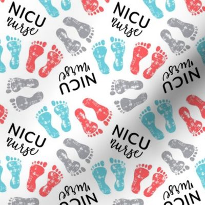 NICU nurse - multi baby feet - red/blue/grey - nursing - LAD20