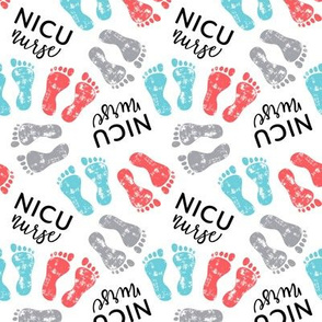 NICU nurse - multi baby feet - red/blue/grey - nursing - LAD20