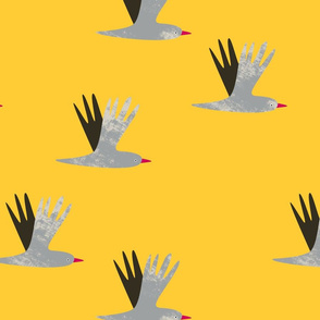 Abstract birds flying yellow