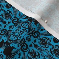 Kiwi Damask Blue & Black - SMALL SCALE