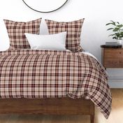 Beige Brown and Burgundy Red Four Square Plaid