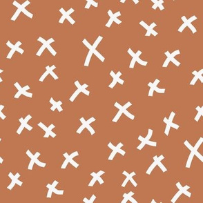 x fabric - chocolate brown, mocha fabric, bedding fabric, trendy muted colors fabric, nursery fabric, baby fabric -  rust