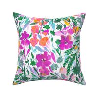 upside floral magenta green large scale