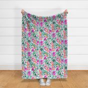 upside floral magenta green large scale