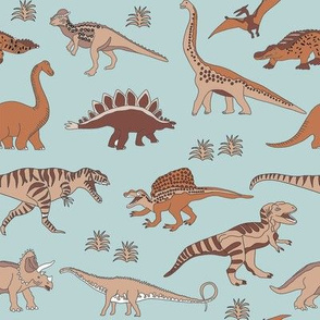 dinosaur fabric - muted nursery fabric, earth fabric, montessori nursery fabric, - soft mint