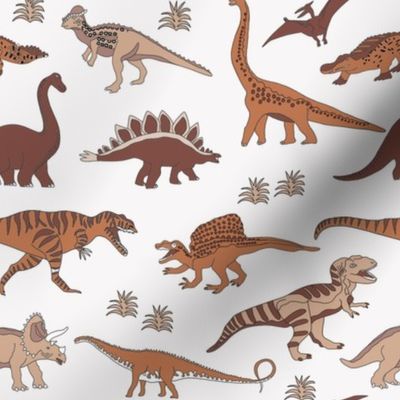 dinosaur fabric - muted nursery fabric, earth fabric, montessori nursery fabric, -  earthy brown