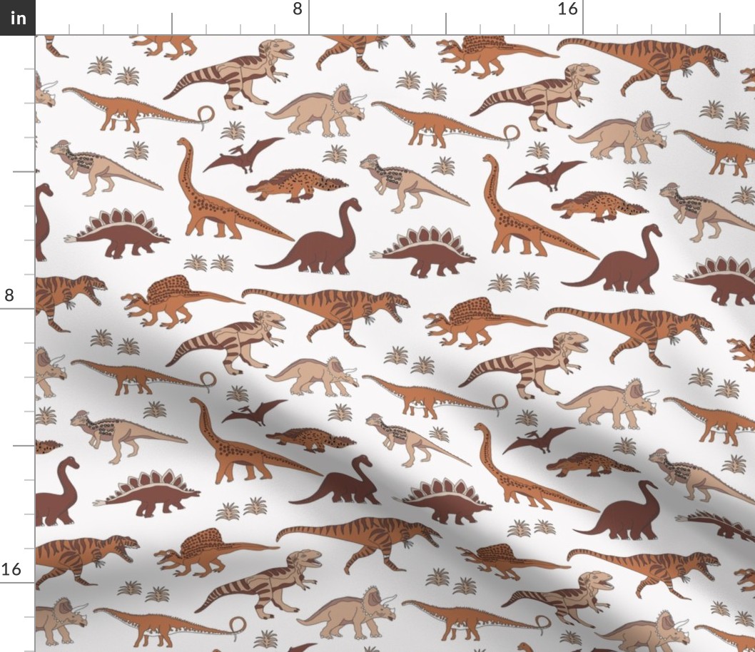 dinosaur fabric - muted nursery fabric, earth fabric, montessori nursery fabric, -  earthy brown