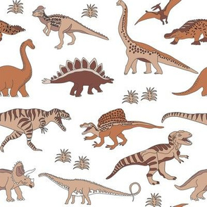 dinosaur fabric - muted nursery fabric, earth fabric, montessori nursery fabric, -  rust