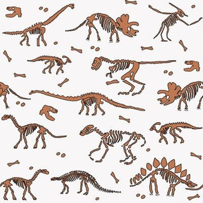 dinosaur skeleton fabric - muted earth fabric, baby boy fabric, boys fabric, science fabric, bones fabric, dinosaur bone fabric - rust
