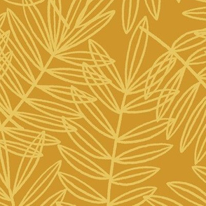 Tropical Palm Fronds in Yellow and Gold