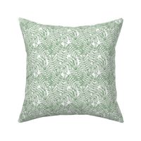 Tropical Palm Fronds in Green and White - Small