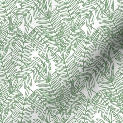 Tropical Palm Fronds in Green and White - Small