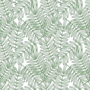 Tropical Palm Fronds in Green and White - Small