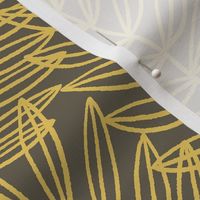 Tropical Palm Fronds in Grey and Yellow