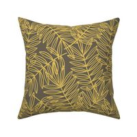 Tropical Palm Fronds in Grey and Yellow