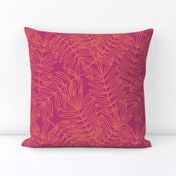 Tropical Palm Frond Botanical in Orange and Hot Pink