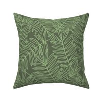 Tropical Palm Frond Botanical on Sage Green