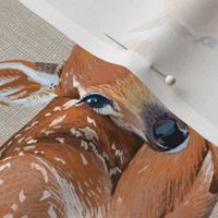 Spring Fawn on Linen {larger scale}