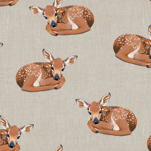 Spring Fawn on Linen {larger scale}